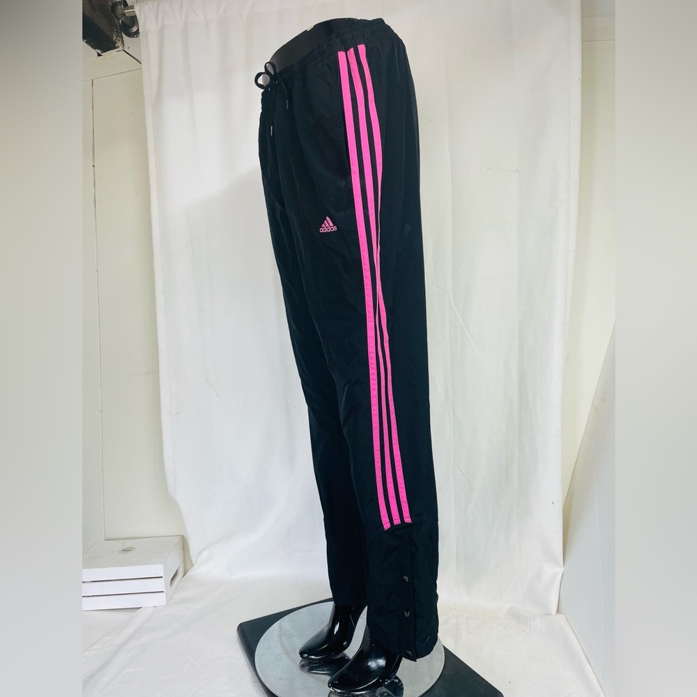 Adidas track pants hot pink and black women’s M fleece lined